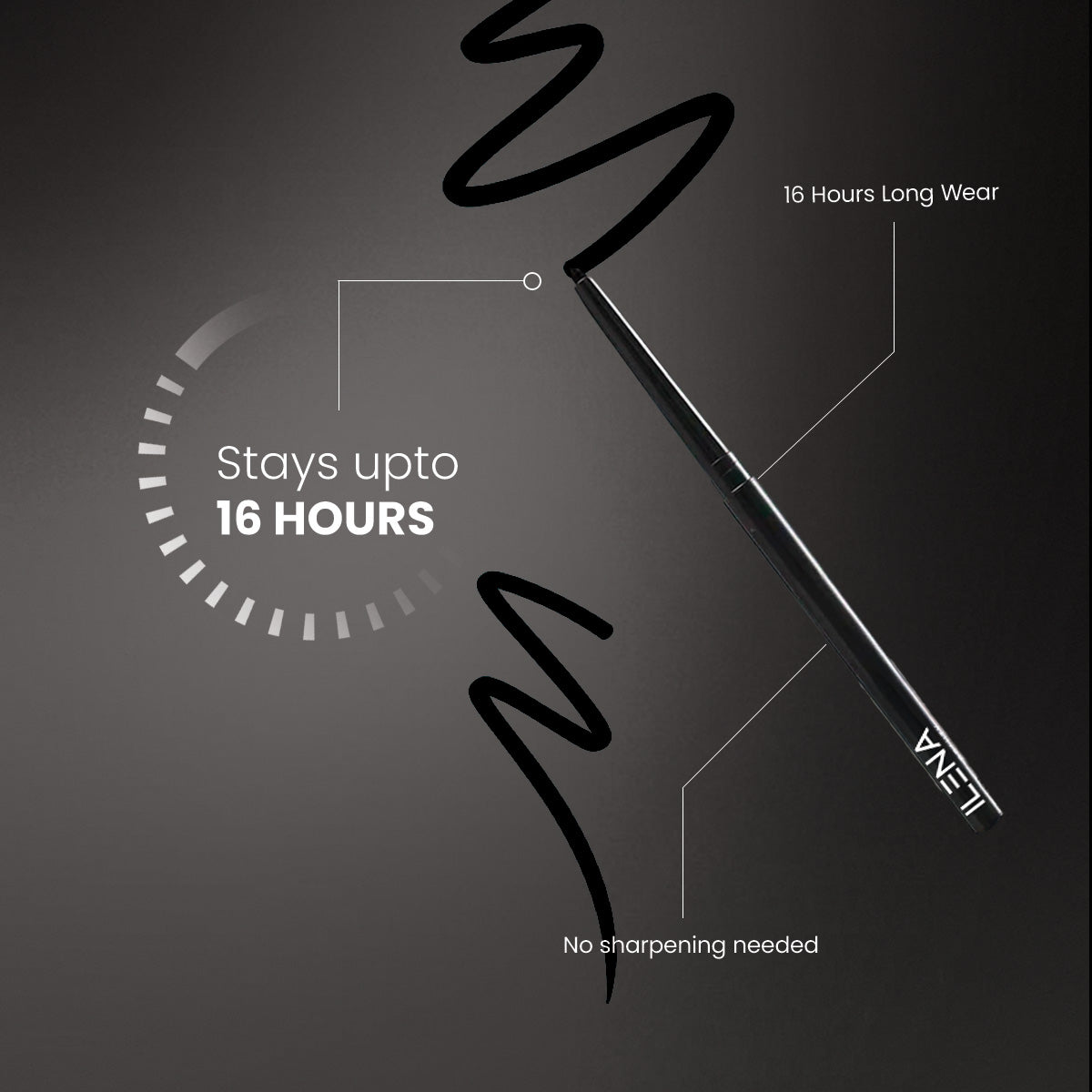 ILENA Sassy Swipe Kajal, 16 Hours Long-lasting, Waterproof, with Almond Oil and Vitamin E, 0.3g, Black, No Chemical, Cruelty & Paraben Free