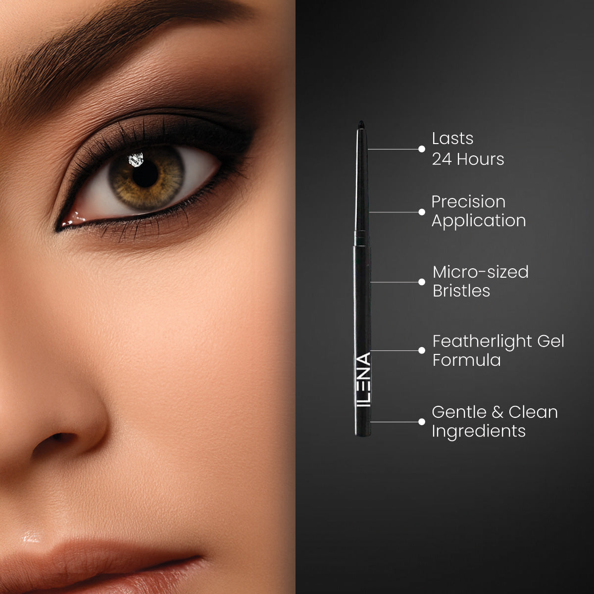 ILENA Sassy Swipe Kajal, 16 Hours Long-lasting, Waterproof, with Almond Oil and Vitamin E, 0.3g, Black, No Chemical, Cruelty & Paraben Free
