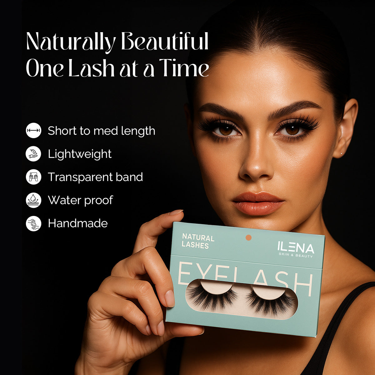 ILENA Natural Eyelash Extensions, Skin & Beauty Eyelash Set, Black