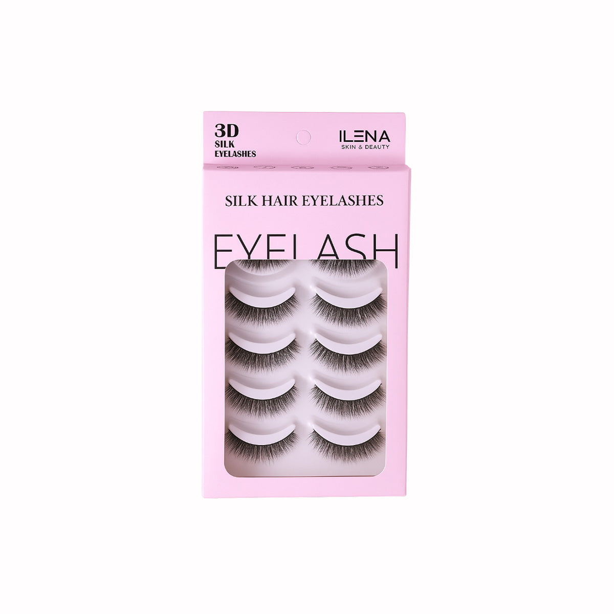 ILENA 3D Silk Hair Eyelashes, Natural Look False Lashes, 5 Pairs, Black