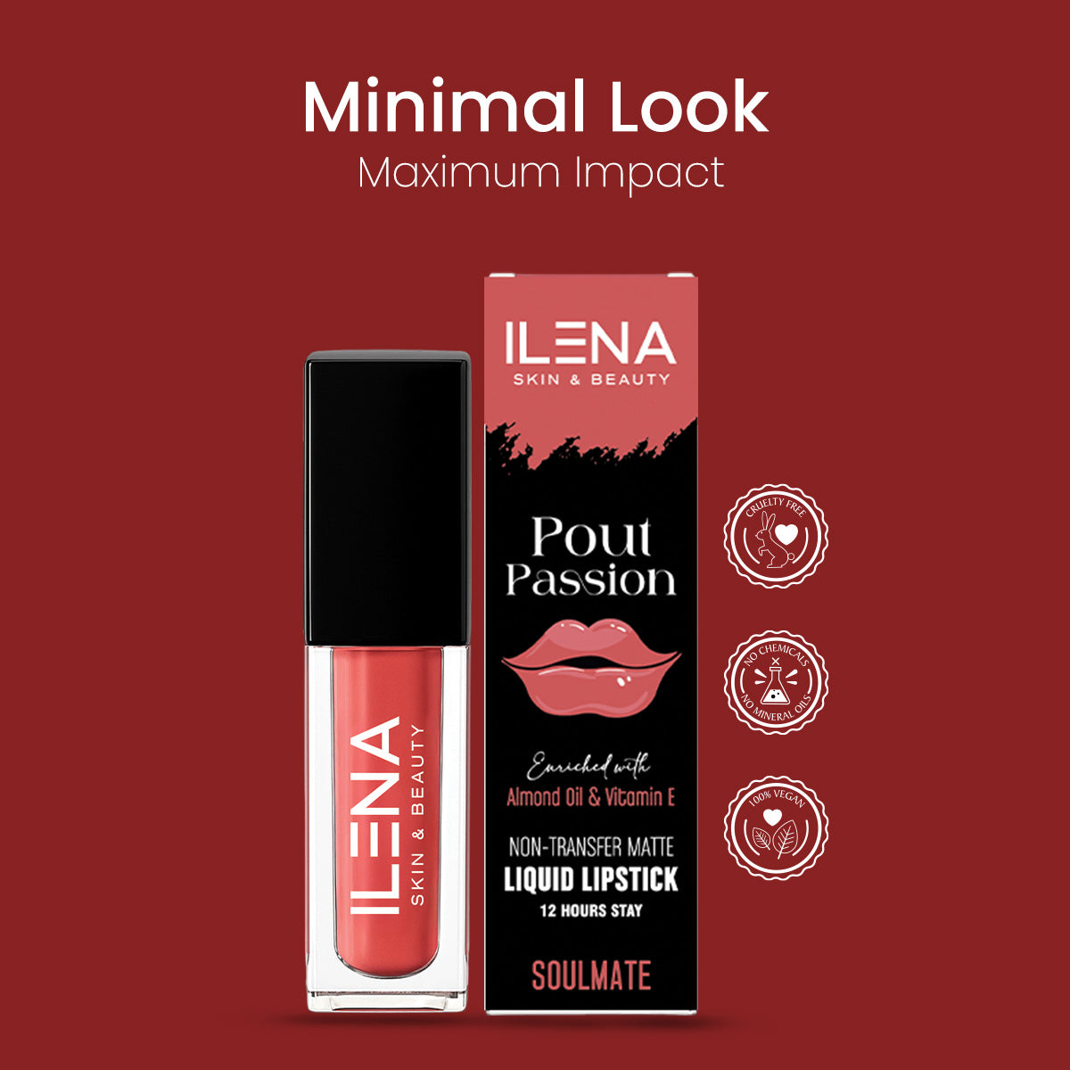 ILENA Pout Passion Liquid Lipstick, Soulmate Shade