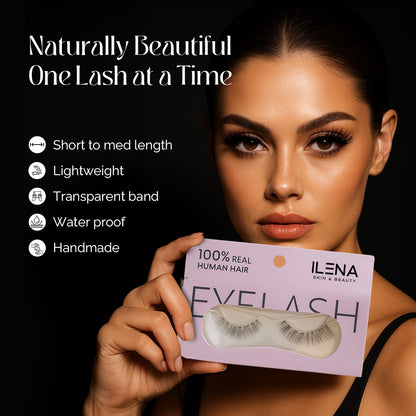 ILENA Eyelash, 100% Real Human Hair, Natural Look False Lashes