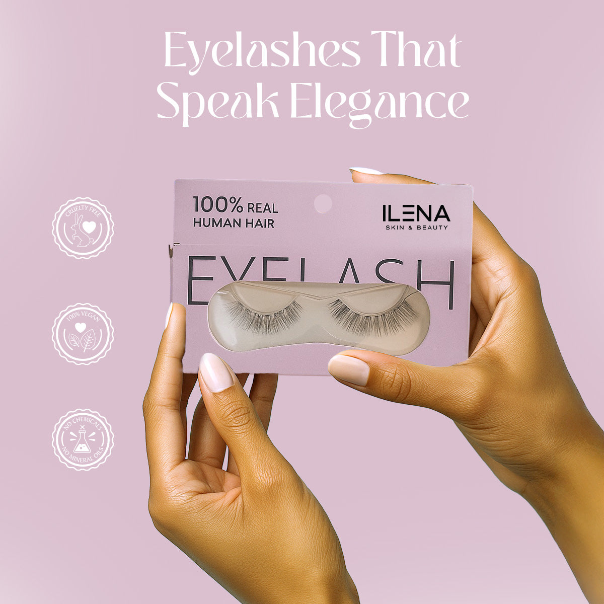 ILENA Eyelash, 100% Real Human Hair, Natural Look False Lashes