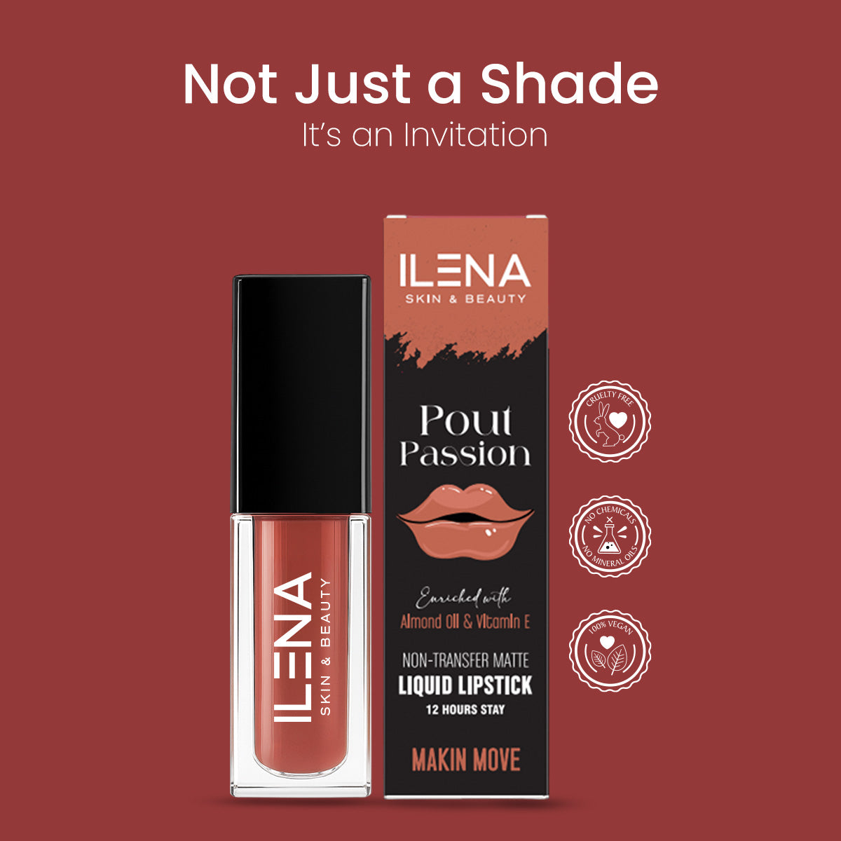 ILENA Pout Passion Liquid Lipstick, Makin Move Shade