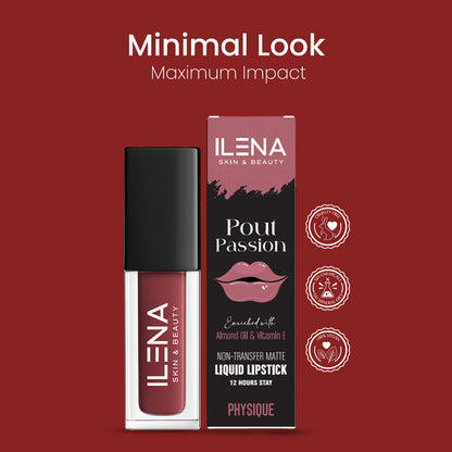 ILENA Pout Passion Liquid Lipstick, Physique Shade