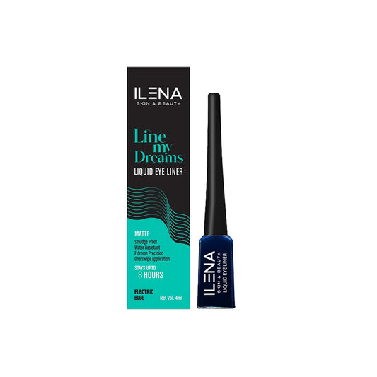 ILENA Line My Dreams Liquid Eye Liner, Electric Blue, Matte, 8-Hour Smudge-Proof, 4ml