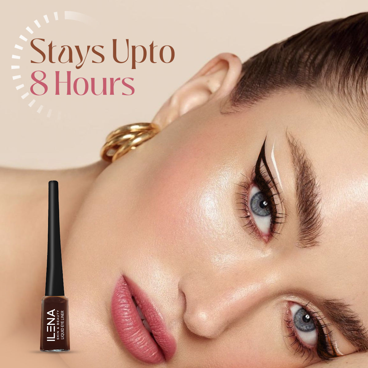ILENA Line My Dreams Liquid Eye Liner, Brown Color, Matte, 8-Hour Smudge-Proof, 4ml