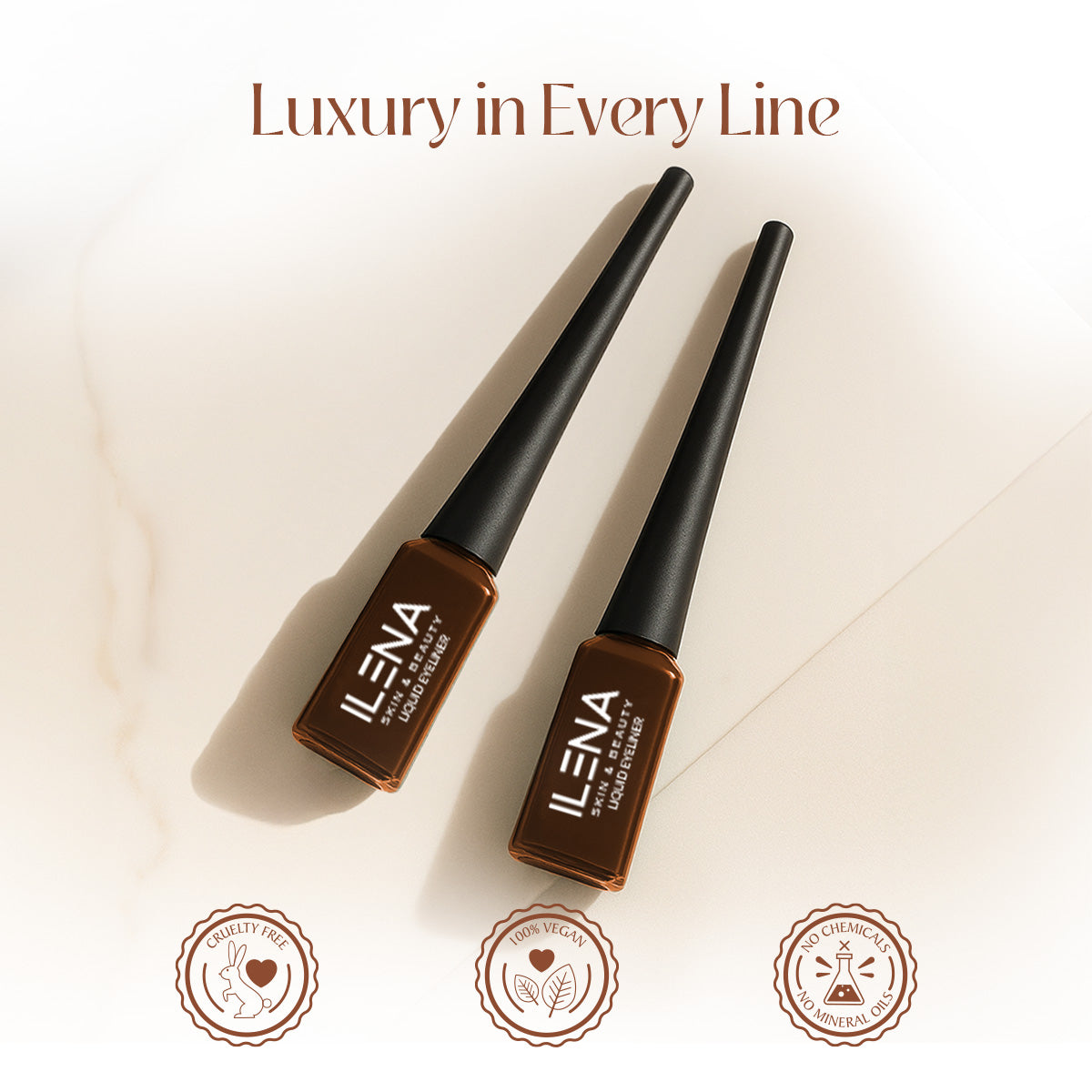 ILENA Line My Dreams Liquid Eye Liner, Brown Color, Matte, 8-Hour Smudge-Proof, 4ml