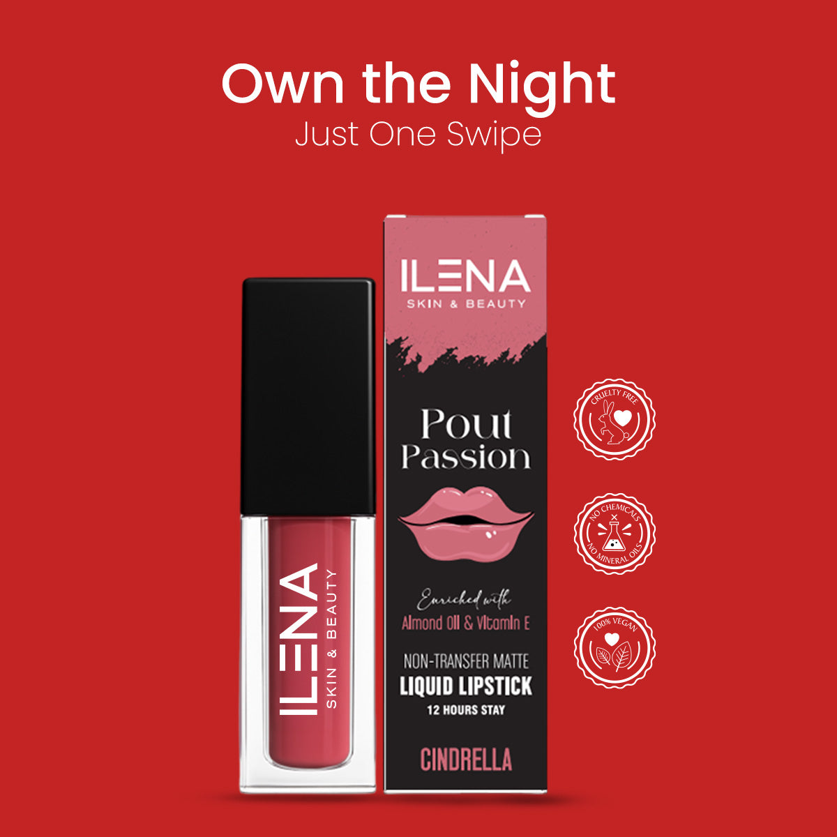 ILENA Pout Passion Liquid Lipstick, Cindrella Shade