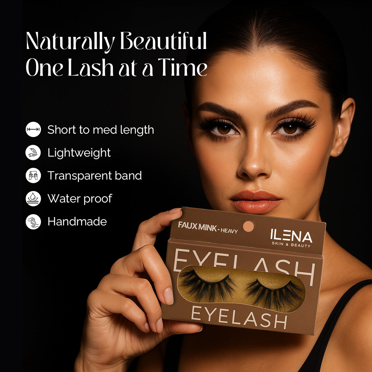 ILENA Faux Mink Heavy False Eyelashes, Black