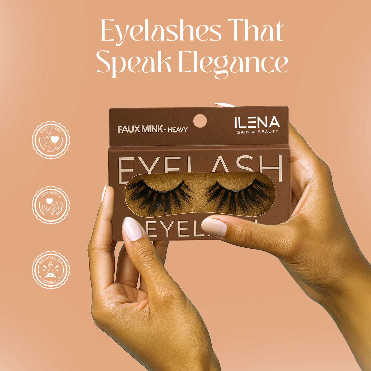 ILENA Faux Mink Heavy False Eyelashes, Black