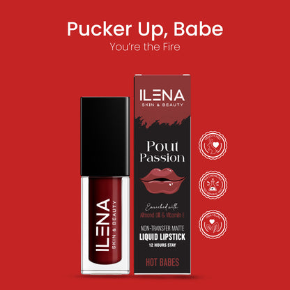 ILENA Pout Passion Liquid Lipstick, Hot Babes Shade