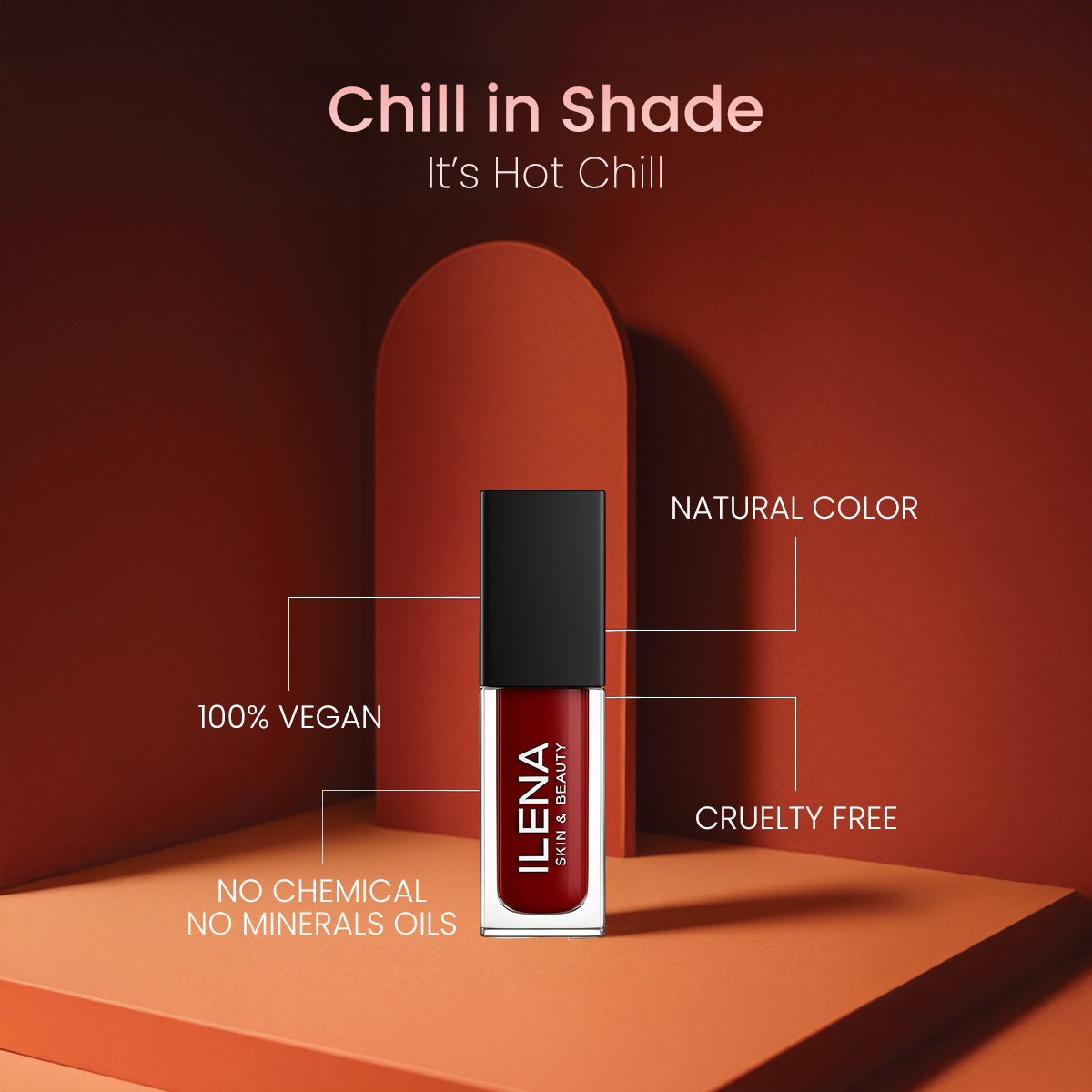 ILENA Pout Passion Liquid Lipstick, Hot Chilli Shade
