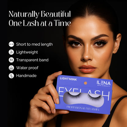 ILENA Light Mink Professional False Eyelashes, Natural Look