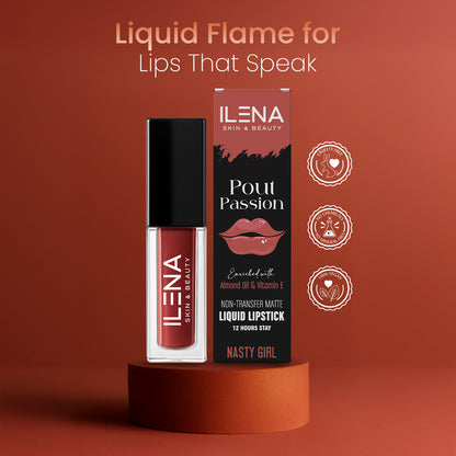ILENA Pout Passion Liquid Lipstick, Nasty Girl Shade