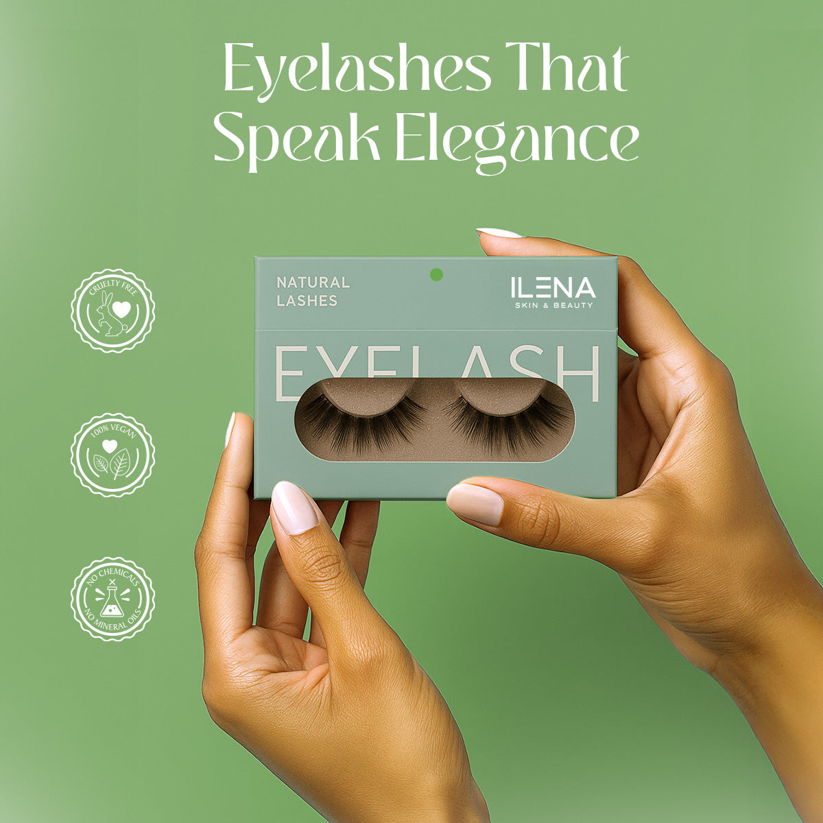 ILENA Natural Eyelash Extensions, Skin & Beauty Eyelash Set, Black