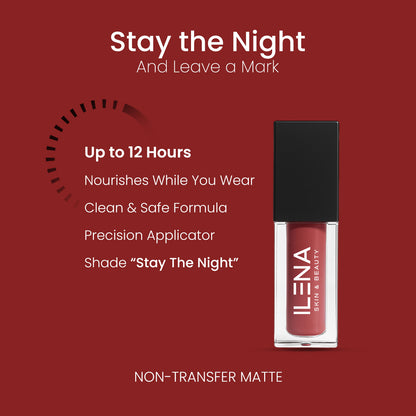 ILENA Pout Passion Liquid Lipstick, Stay The Night Shade