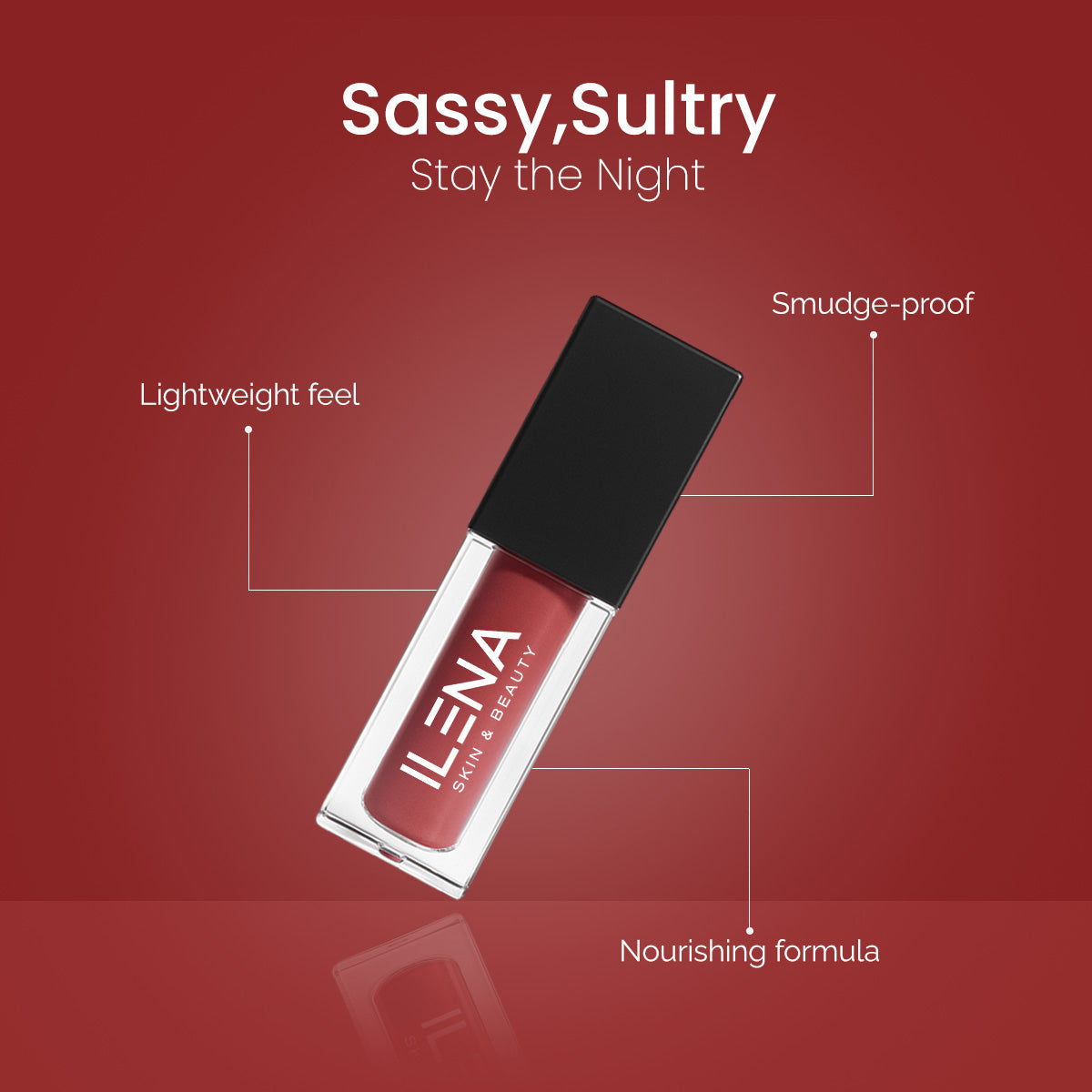 ILENA Pout Passion Liquid Lipstick, Stay The Night Shade