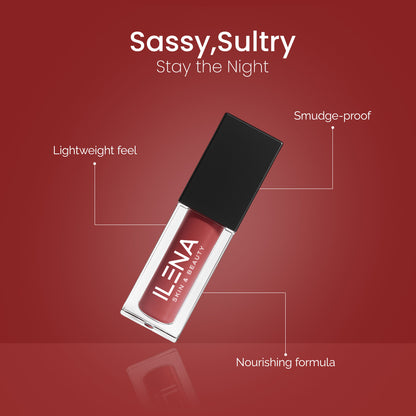 ILENA Pout Passion Liquid Lipstick, Stay The Night Shade